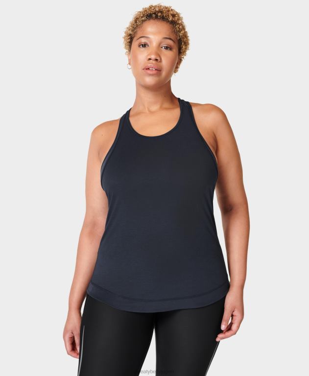 Sweaty Betty 女性 呼吸しやすいランニングタンク L4RHF611 衣類 ネイビーブルー