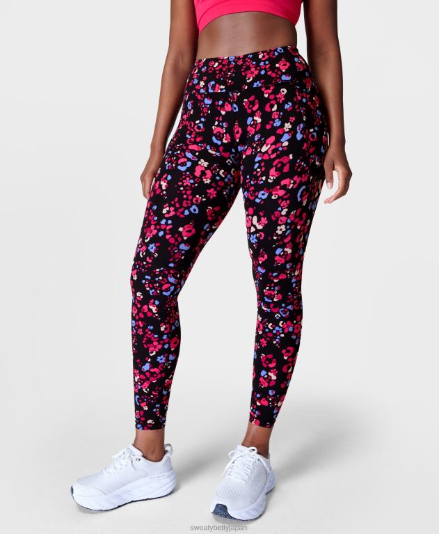 Sweaty Betty 女性 パワートレーニングレギンス L4RHF61 衣類 ピンクの花柄アニマルプリント