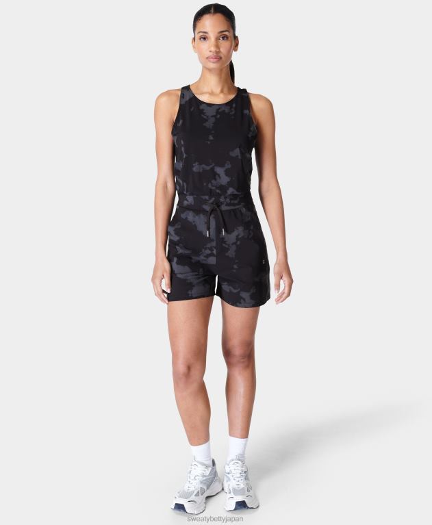 Sweaty Betty 女性 エクスプローラーロンパース L4RHF682 衣類 ブラックのフェードプリント