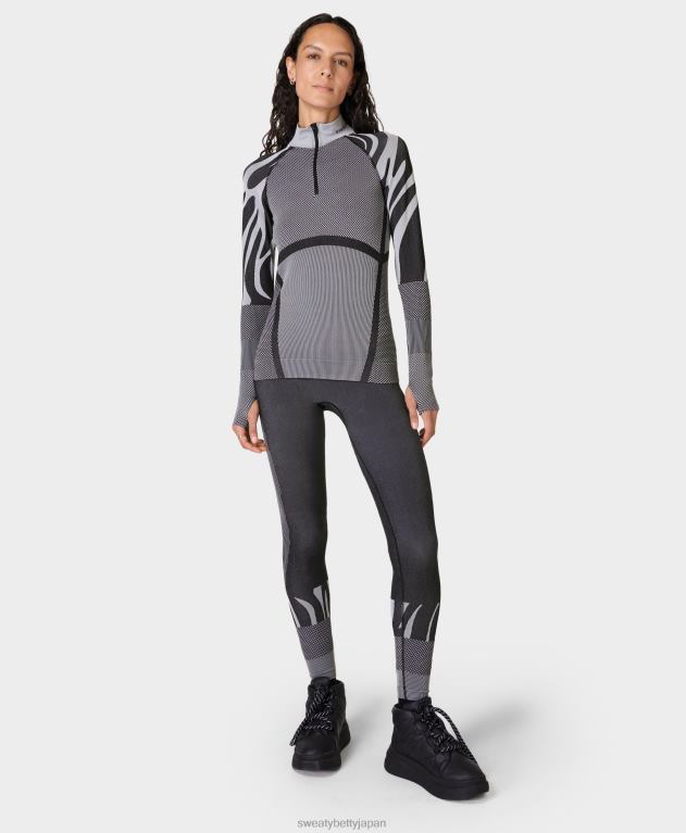 Sweaty Betty 女性 ハイテクアブストラクトベースレイヤーレギンス L4RHF686 衣類 黒