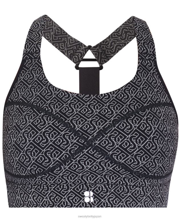 Sweaty Betty 女性 パワーミディアムサポートスポーツブラ L4RHF709 衣類 ブラックチェーン反射プリント