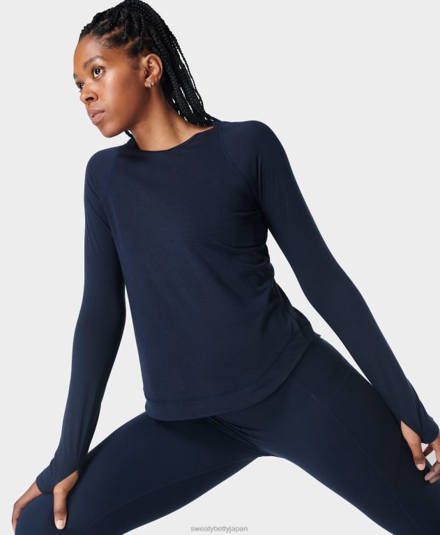 Sweaty Betty 女性 呼吸しやすい長袖トップ L4RHF741 衣類 ネイビーブルー