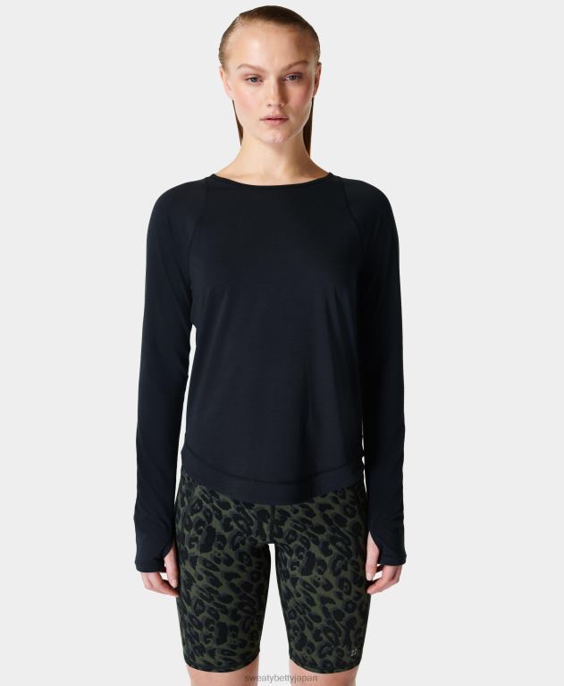 Sweaty Betty 女性 呼吸しやすい長袖トップ L4RHF742 衣類 黒