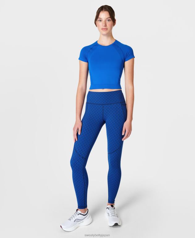 Sweaty Betty 女性 パワートレーニングレギンス L4RHF74 衣類 ブルー エイペックス ジオ プリント