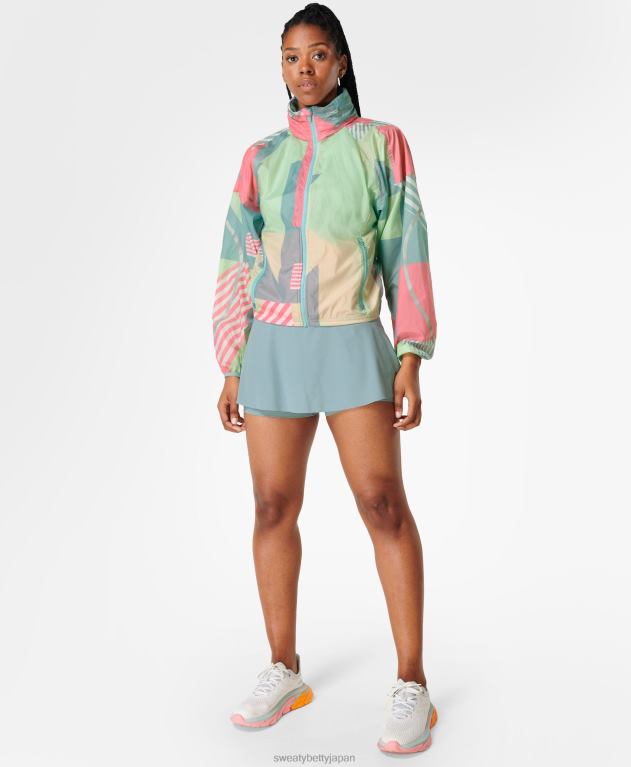 Sweaty Betty 女性 ジャケットを片付ける L4RHF793 衣類 ピンクのブロックプリント