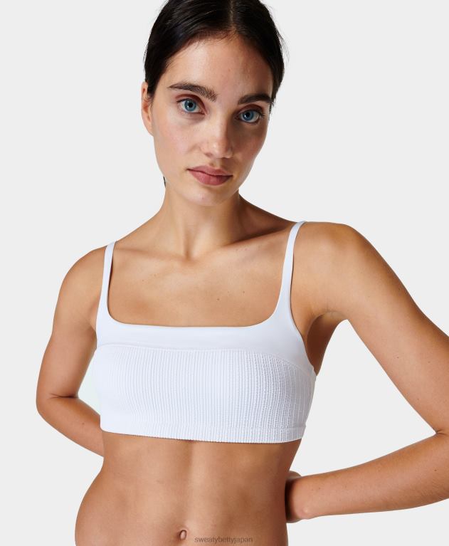 Sweaty Betty 女性 カプリのシワ加工スクエアネックビキニトップ L4RHF806 衣類 白