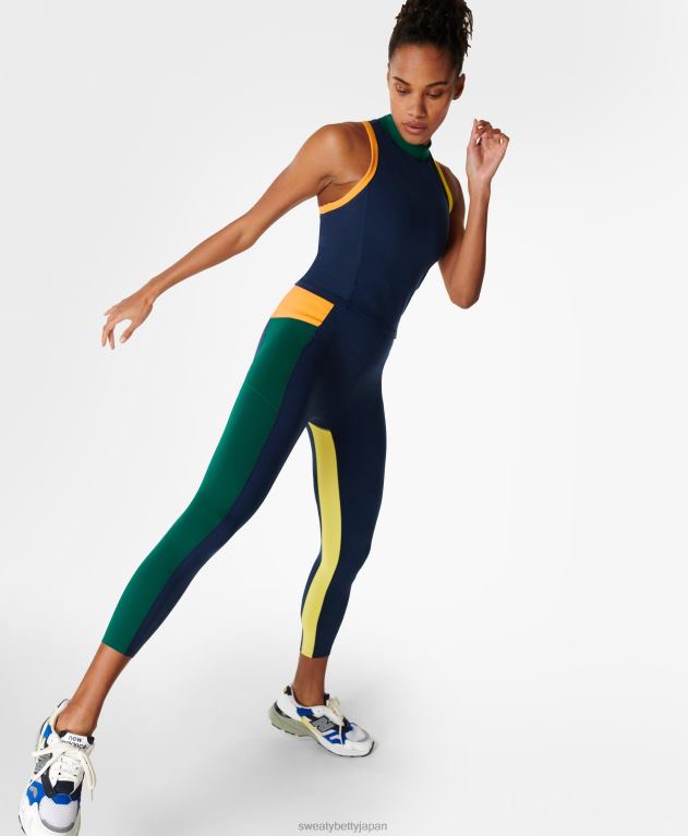 Sweaty Betty 女性 パワージップバックトレーニングタンク L4RHF815 衣類 ネイビーブルー