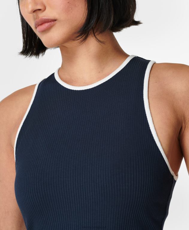 Sweaty Betty 女性 ハーパーレーサーリブタンク L4RHF838 衣類 ネイビーブルー