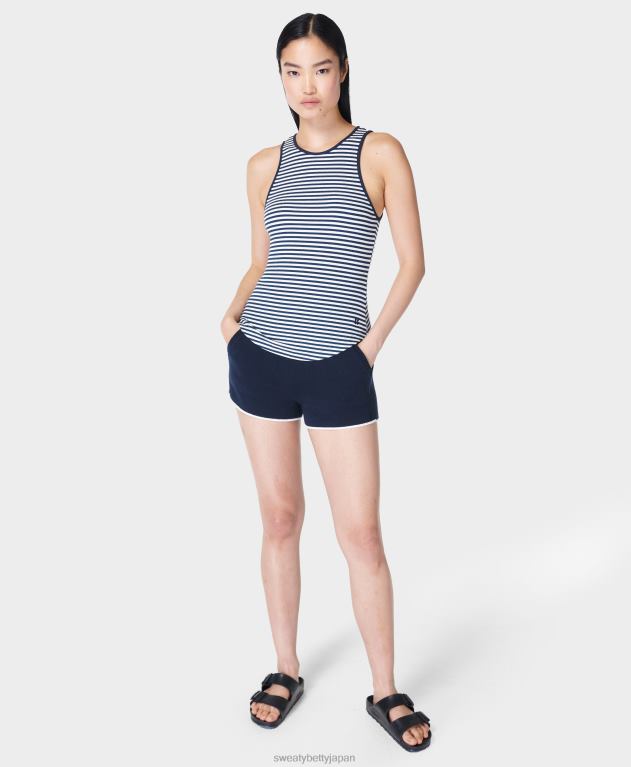 Sweaty Betty 女性 ハーパーレーサーリブタンク L4RHF840 衣類 ネイビーホワイトストライプ