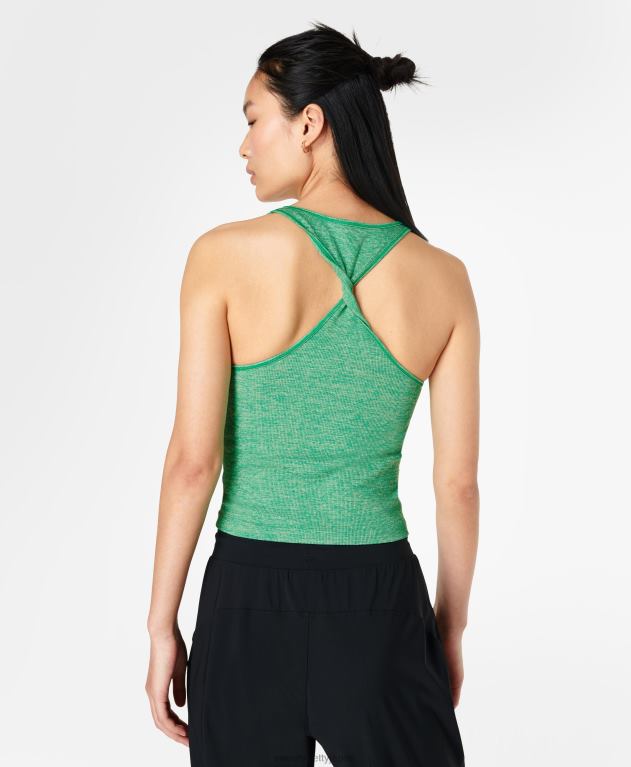 Sweaty Betty 女性 春のシームレスなタンクトップ L4RHF850 衣類 鮮やかなグリーンメランジ