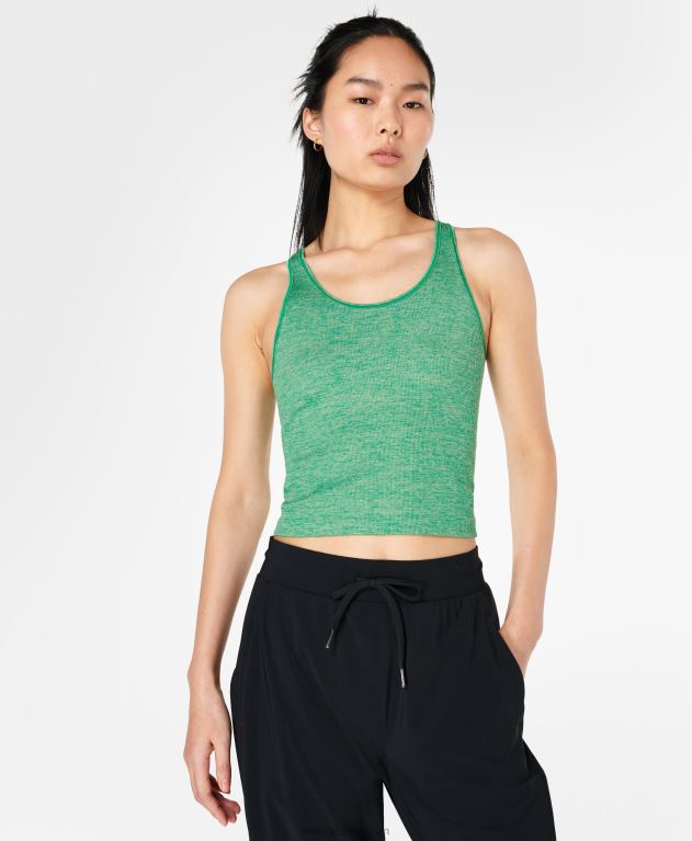 Sweaty Betty 女性 春のシームレスなタンクトップ L4RHF850 衣類 鮮やかなグリーンメランジ