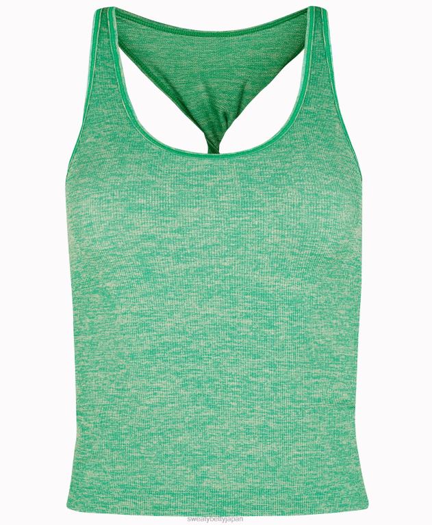 Sweaty Betty 女性 春のシームレスなタンクトップ L4RHF850 衣類 鮮やかなグリーンメランジ