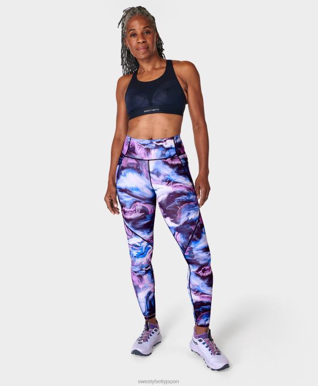 Sweaty Betty 女性 パワプロトレーニングレギンス L4RHF85 衣類 ブルーの仮想風景プリント