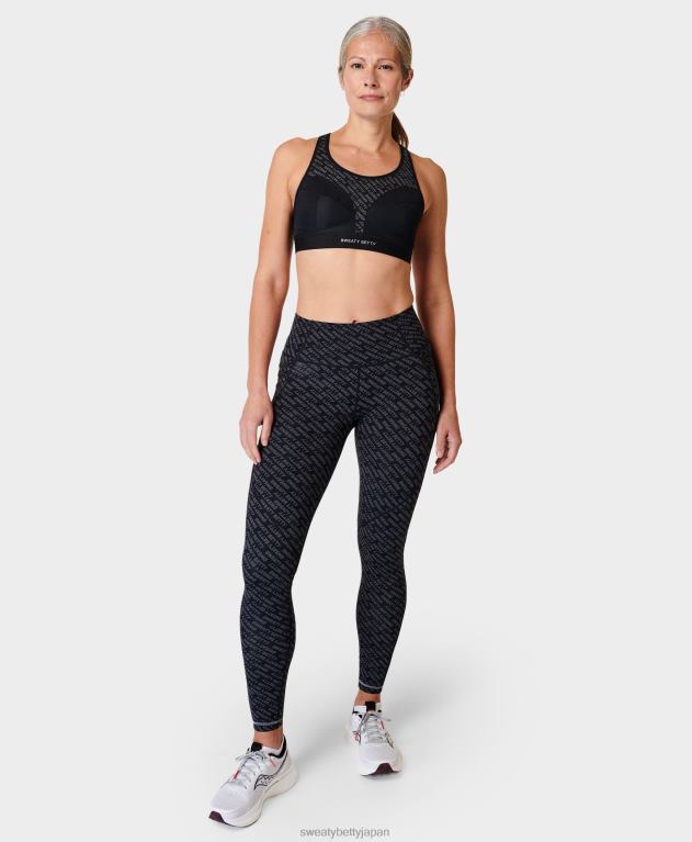 Sweaty Betty 女性 パワプロトレーニングレギンス L4RHF86 衣類 グレーのグリッチ タイポグラフィ プリント