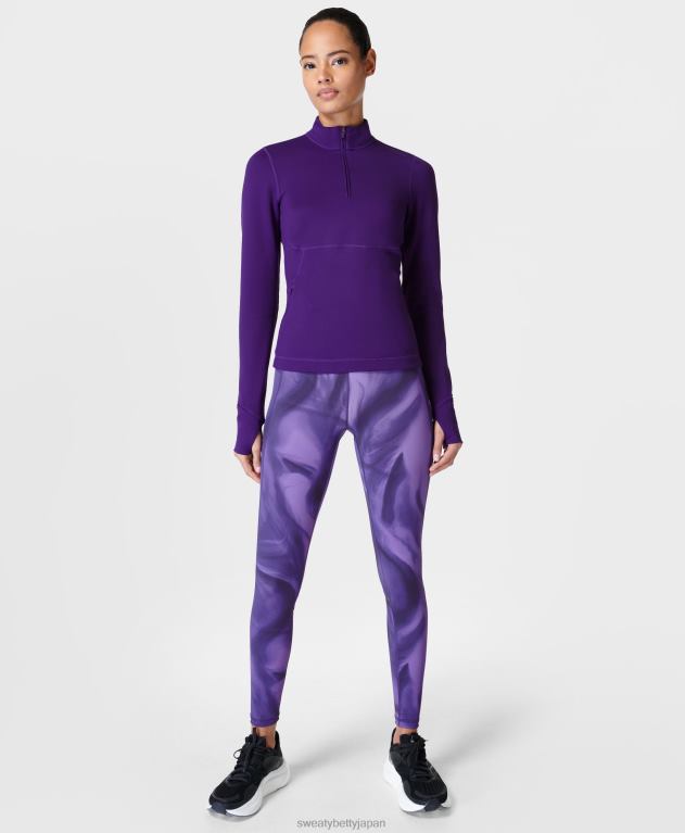 Sweaty Betty 女性 ゼログラビティ ハイウエスト ランニングレギンス L4RHF908 衣類 紫色の光速プリント