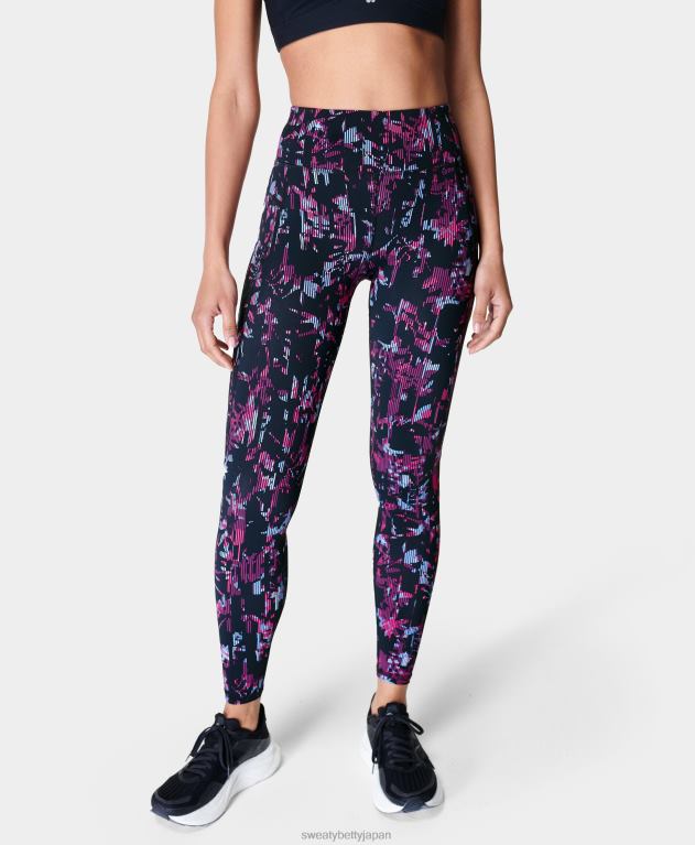 Sweaty Betty 女性 ゼログラビティ ハイウエスト ランニングレギンス L4RHF909 衣類 ピンクの花柄グリッチプリント