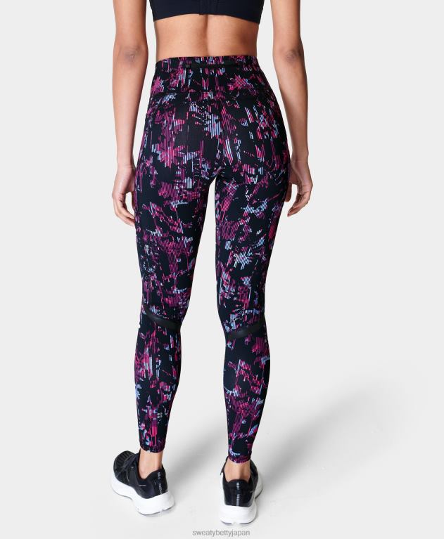 Sweaty Betty 女性 ゼログラビティ ハイウエスト ランニングレギンス L4RHF909 衣類 ピンクの花柄グリッチプリント