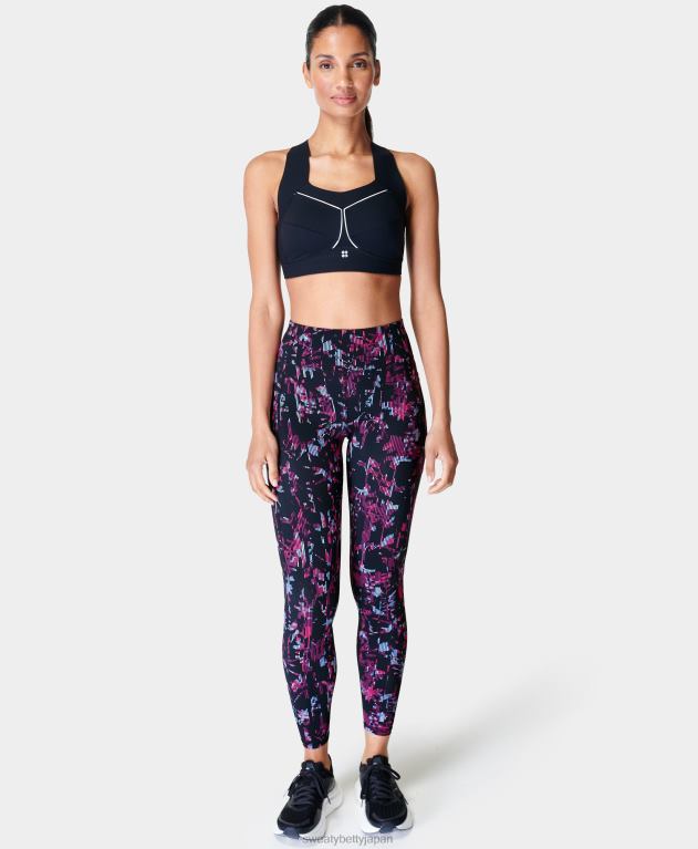 Sweaty Betty 女性 ゼログラビティ ハイウエスト ランニングレギンス L4RHF909 衣類 ピンクの花柄グリッチプリント