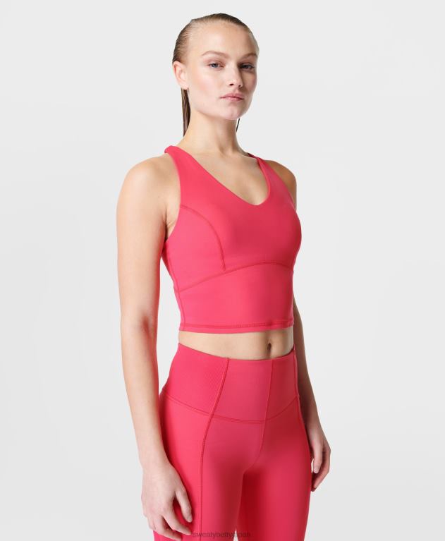 Sweaty Betty 女性 スーパーソフトクロップストラップバックトレーニングブラタンク L4RHF913 衣類 グローピンク