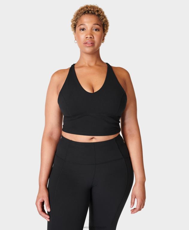 Sweaty Betty 女性 スーパーソフトクロップストラップバックトレーニングブラタンク L4RHF914 衣類 黒