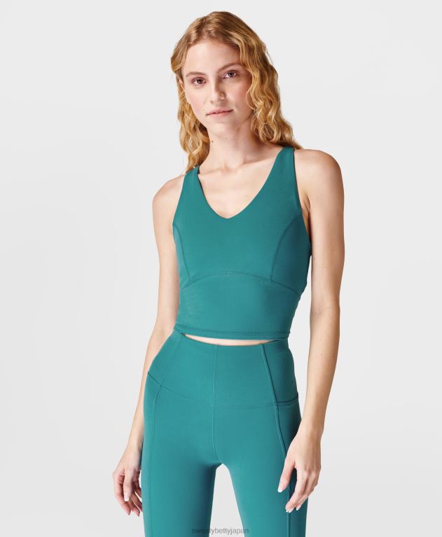 Sweaty Betty 女性 スーパーソフトクロップストラップバックトレーニングブラタンク L4RHF915 衣類 アゲートブルー