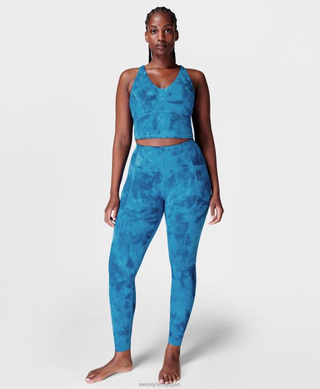 Sweaty Betty 女性 非常に柔らかいストラップ付きバックトレーニングタンク L4RHF918 衣類 ブルーのスプレー染料プリント