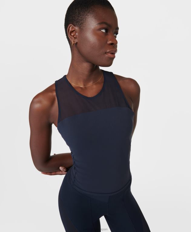 Sweaty Betty 女性 パワーイリュージョンワークアウトブラタンク L4RHF92 衣類 ネイビーブルー