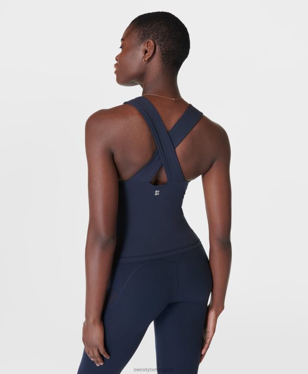 Sweaty Betty 女性 パワーイリュージョンワークアウトブラタンク L4RHF92 衣類 ネイビーブルー