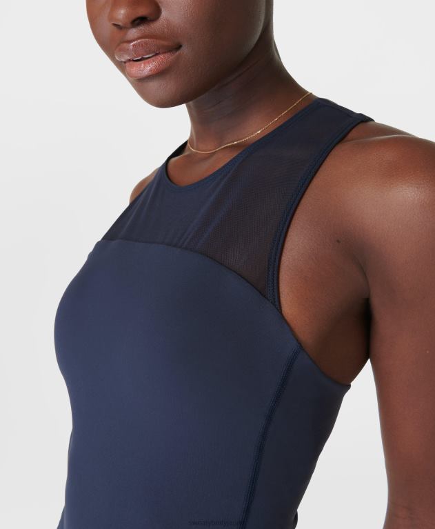 Sweaty Betty 女性 パワーイリュージョンワークアウトブラタンク L4RHF92 衣類 ネイビーブルー