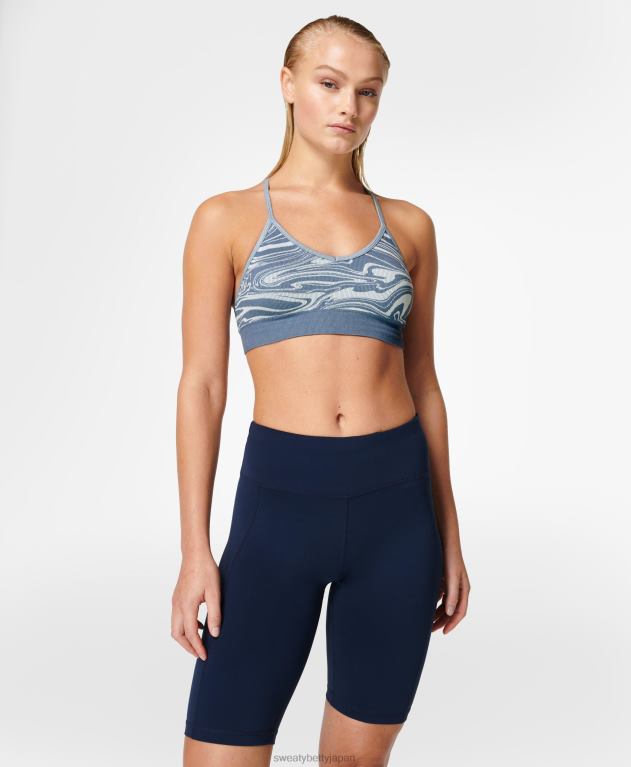 Sweaty Betty 女性 マインドフルなシームレスヨガブラ L4RHF943 衣類 エンドレスブルーリキッドジャカード