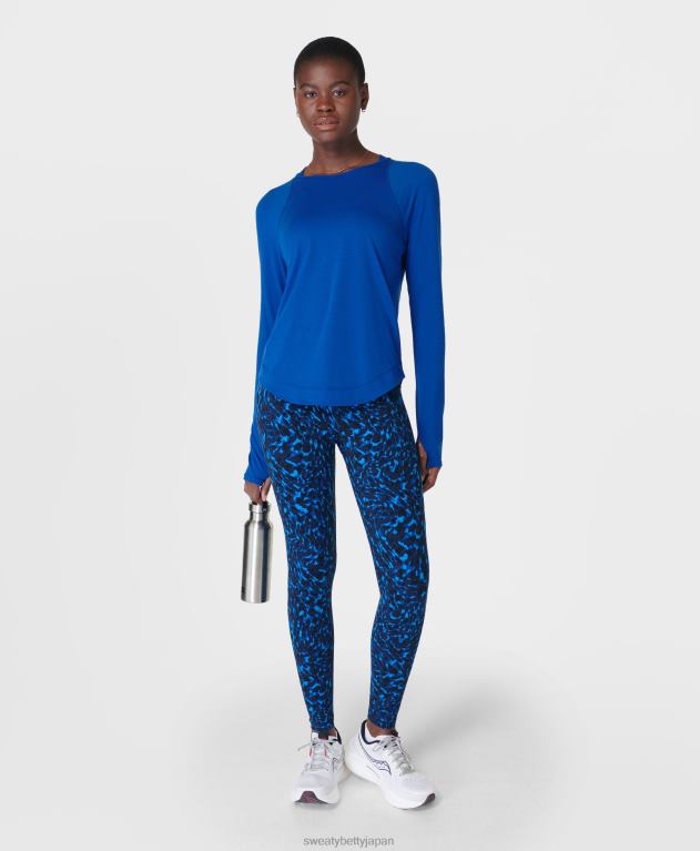 Sweaty Betty 女性 呼吸がしやすいランニング長袖トップ L4RHF94 衣類 ライトニングブルー