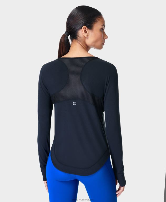 Sweaty Betty 女性 呼吸がしやすいランニング長袖トップ L4RHF95 衣類 黒