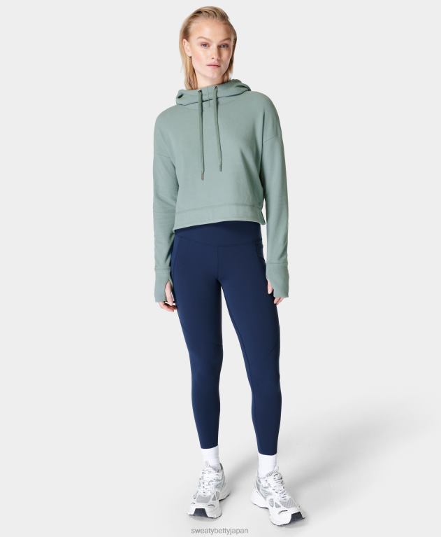 Sweaty Betty 女性 エスケープ リュクス フリース クロップ フーディ L4RHF995 衣類 ミストブルー