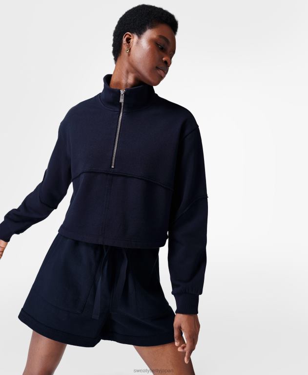 Sweaty Betty 女性 Revive ハーフジップスウェットシャツ L4RHF1057 衣類 ネイビーブルー