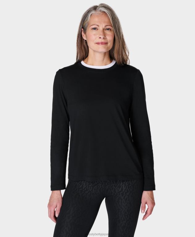 Sweaty Betty 女性 欠かせない長袖Tシャツ L4RHF161 衣類 黒