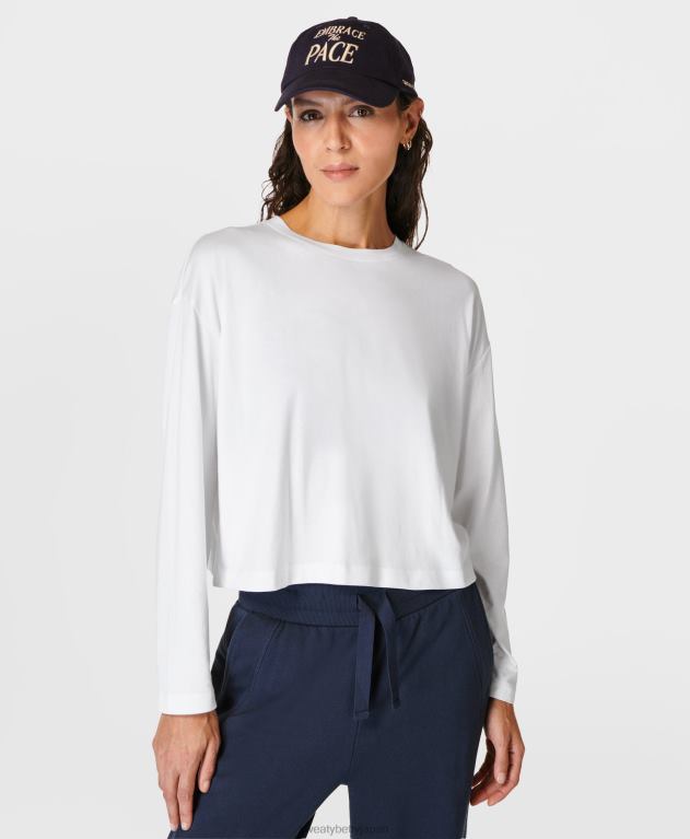 Sweaty Betty 女性 エッセンシャルクロップロングスリーブTシャツ L4RHF282 衣類 白