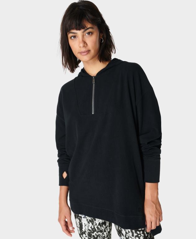 Sweaty Betty 女性 enlighten luxe フリース ハーフジップ L4RHF1107 衣類 黒