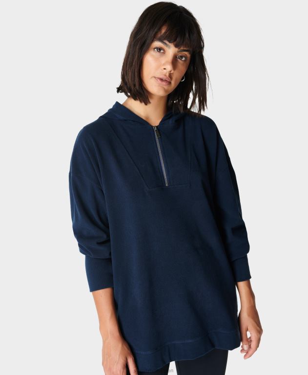 Sweaty Betty 女性 enlighten luxe フリース ハーフジップ L4RHF1108 衣類 ネイビーブルー