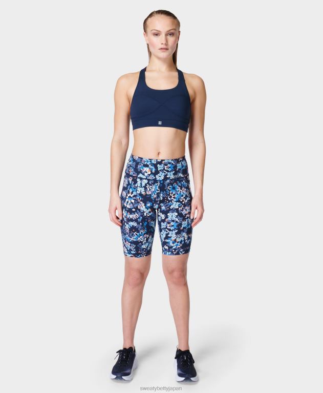 Sweaty Betty 女性 パワー9インチバイカーショーツ L4RHF557 衣類 ブルーの花柄万華鏡プリント