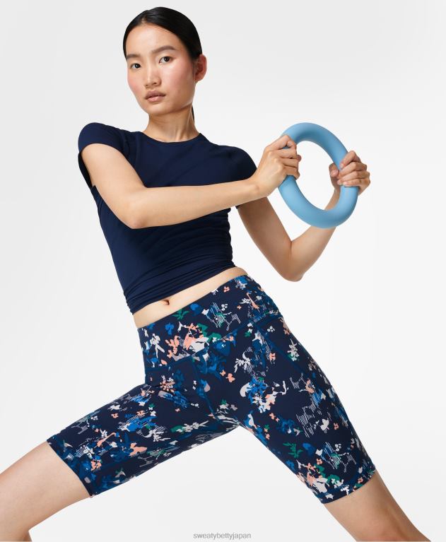 Sweaty Betty 女性 パワー9インチバイカーショーツ L4RHF561 衣類 ブルーフローラルディスプレイスプリント