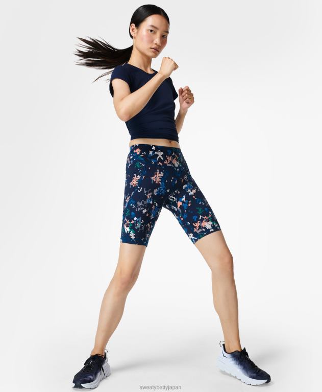 Sweaty Betty 女性 パワー9インチバイカーショーツ L4RHF561 衣類 ブルーフローラルディスプレイスプリント