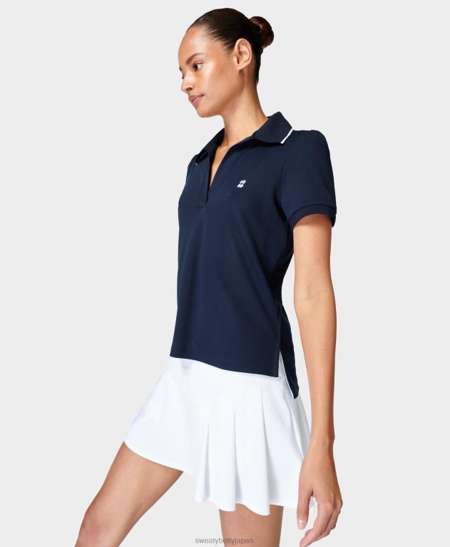 Sweaty Betty 女性 グランドスラムテニスポロTシャツ L4RHF1106 衣類 ネイビーブルー