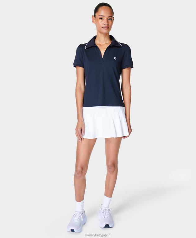 Sweaty Betty 女性 グランドスラムテニスポロTシャツ L4RHF1106 衣類 ネイビーブルー