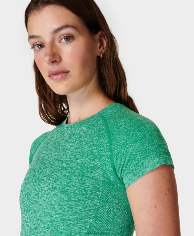 Sweaty Betty 女性 アスリートのシームレスなトレーニング T シャツ L4RHF193 衣類 エレクトログリーン