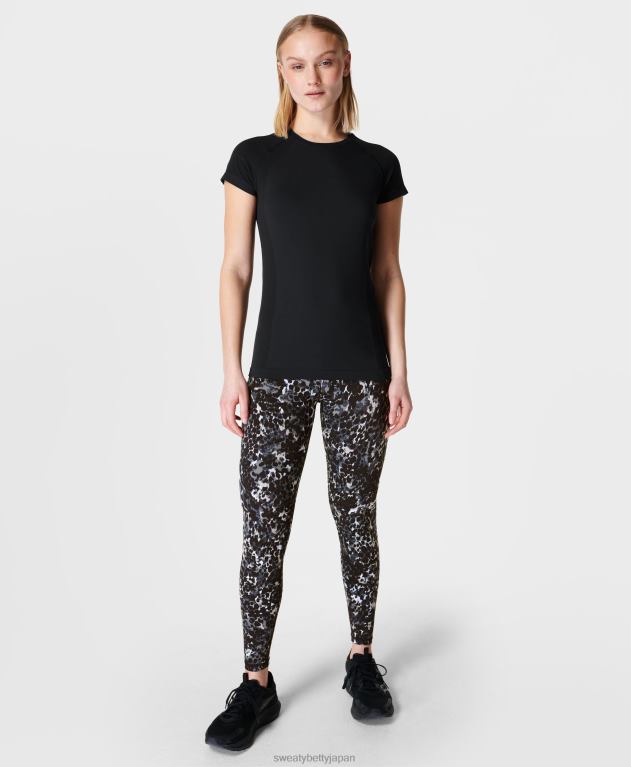 Sweaty Betty 女性 アスリートのシームレスなトレーニング T シャツ L4RHF194 衣類 黒