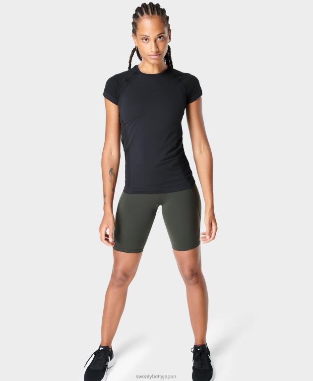 Sweaty Betty 女性 アスリートのシームレスなトレーニング T シャツ L4RHF194 衣類 黒