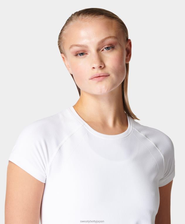 Sweaty Betty 女性 アスリートのシームレスなトレーニング T シャツ L4RHF195 衣類 白