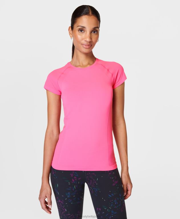 Sweaty Betty 女性 アスリートのシームレスなトレーニング T シャツ L4RHF197 衣類 カメリアピンク