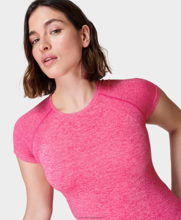 Sweaty Betty 女性 アスリートのシームレスなトレーニング T シャツ L4RHF198 衣類 パンクピンク