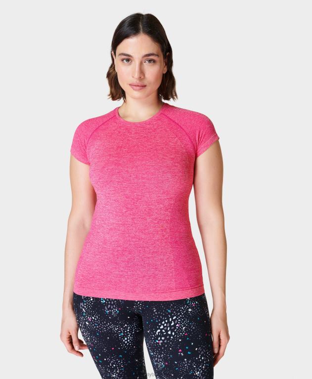 Sweaty Betty 女性 アスリートのシームレスなトレーニング T シャツ L4RHF198 衣類 パンクピンク